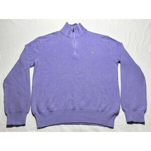 Polo Ralph Lauren Sweater Purple 1/4 Zip Pima Cotton Mens Medium Preppy Pullover